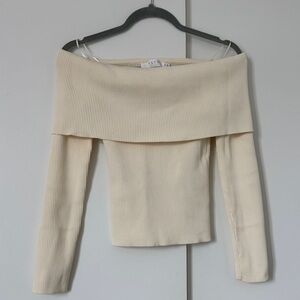 Astr Cream Off-Shoulder Sweater